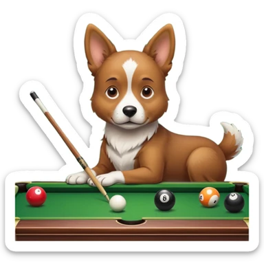 dog playing billiards sticker