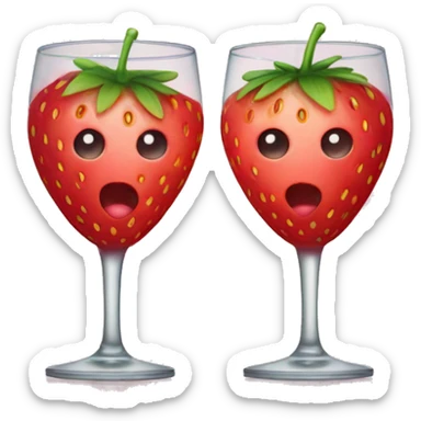 Two strawberry glasses clicking  sticker