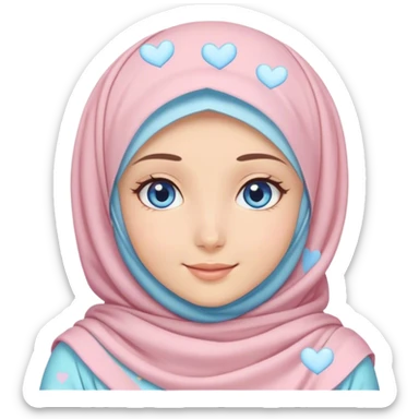 Turkish beautiful finish Konya girl blue eyes with hijab and pastel hearts dress sticker