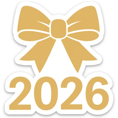 new year 2026 bow ,remove background sticker