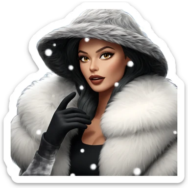 winter beauty in fur coat sticker