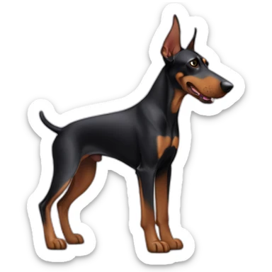Doberman with 1 floppy ear sticker