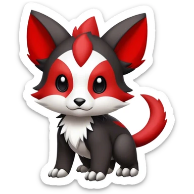 Cute cool black red white animal hybrid Fakemon full body sticker