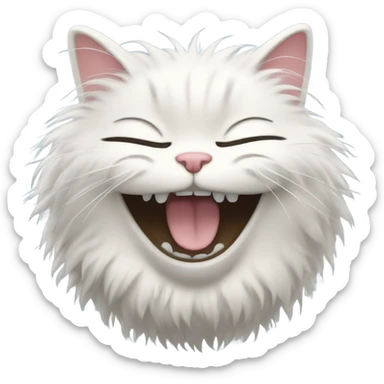 Fluffy cat laughing sticker