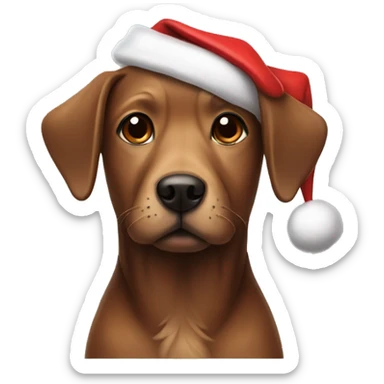 Brown dog with Santa hat sticker