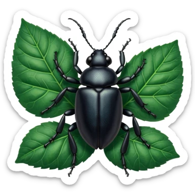a black beetle on leaf sticker