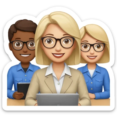 a woman developer in a meeting with others developers sticker