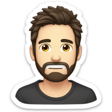 male streamer,darkbrown hair,beard around mouth, crying sticker
