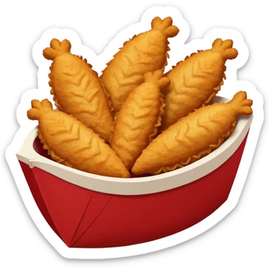 5 breaded chicken tenders of varying sizes and shapes in a red paper food boat sticker