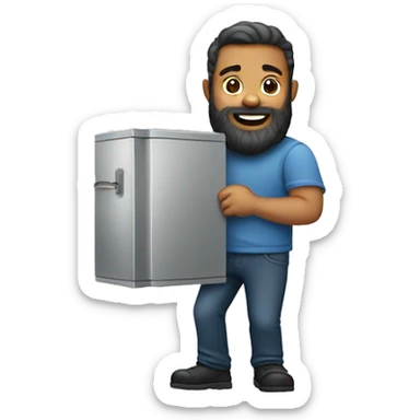 Bearded man carrying a refrigerator  sticker