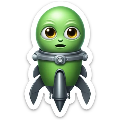 Alien on a rocket sticker