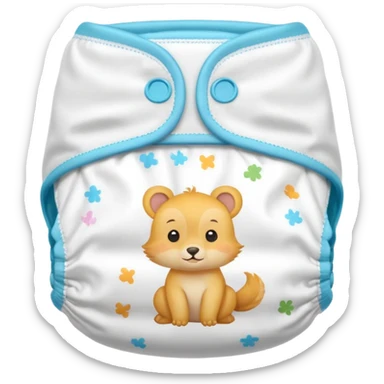 White baby diaper with cute animal drawings on it sticker