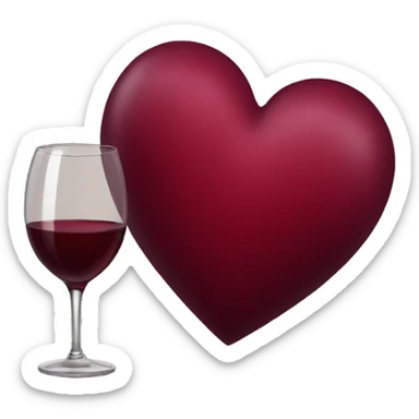wine red heart sticker