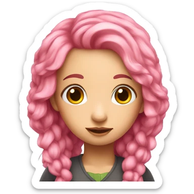 long pink hair fae with wings and insect antenna  sticker