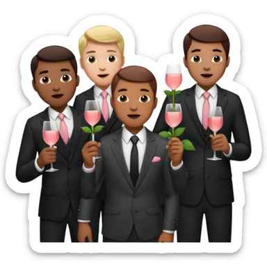 Create emoji but must be men that holding rosé stem in his mouth sticker