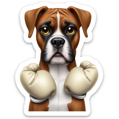 boxer dog wearing gloves sticker