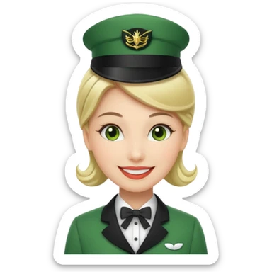 Lady hotel butler with green uniform  sticker
