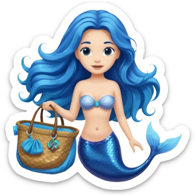mermaid with beach bag sticker