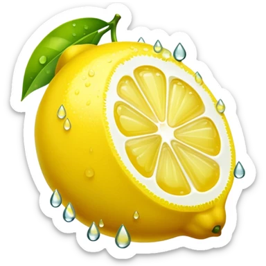 a lemon with dewdrops sticker