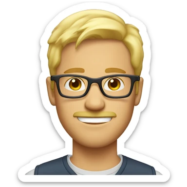 Blond guy with facial hair and eyeglasses sticker