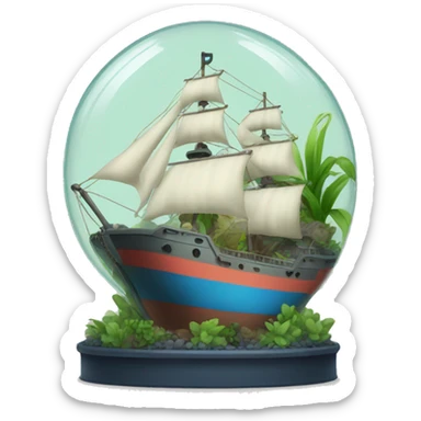 ship in a terrarium sticker