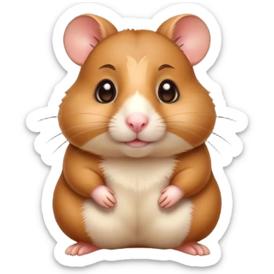 Cinematic Noble Brown Hamster Portrait Emoji, Poised and regal, with a tiny, compact build and a smooth, well-kept rich brown coat, deep-set soulful dark eyes, Simplified yet sharp and sophisticated features, highly detailed, glowing with a soft, dignified glow, high shine, intelligent and energetic, stylized with an air of miniature majesty, focused and attentive, soft glowing outline, capturing the essence of a watchful and confident rodent, so majestic it feels as though it could scurry out of the screen with effortless authority! sticker