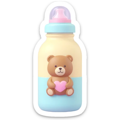 cute adult baby bottle, pastel colors, soft and welcoming, subtle heart or teddy bear accent, no text sticker