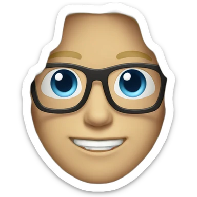 dutch blonde guy with round glasses blue eyes long surfer hair sticker