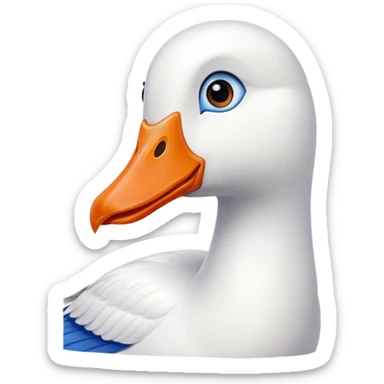 white goose with orange beak and blue eyes sticker