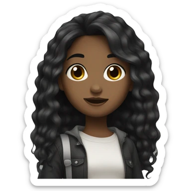 girl with black colored eyes black colored hair and tall sticker