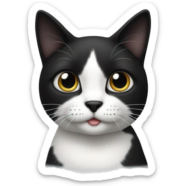 Black and white cat with black nose sticker