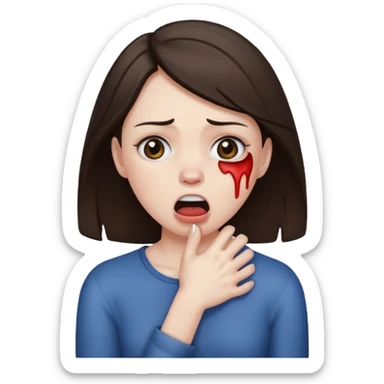 a brunette woman choking herself sticker