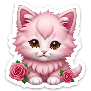 cute kitten, rose color sticker