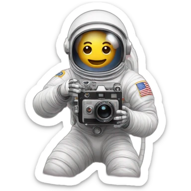 astronaut taking a video with an old camera sticker