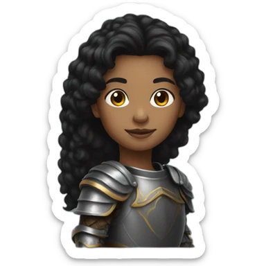 knight woman black haire sticker