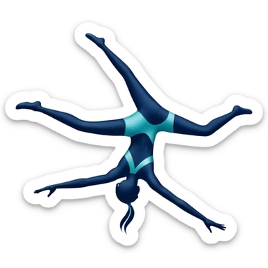 A dynamic emblem symbolizing acrobatic sports, featuring an abstract representation of an acrobat mid-performance, performing a graceful flip or aerial pose. The emblem should incorporate sleek lines and shapes that evoke motion and precision, with a clean, professional look. sticker