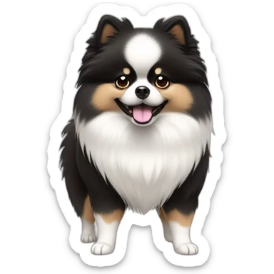 black white but white face overweight pomeranian sticker