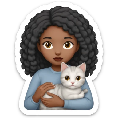 Black girl with grey cat sticker