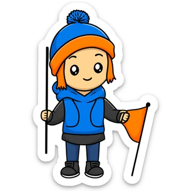 girl with blue beanie holding a protest flag for social justice sticker