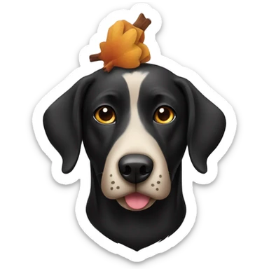 Full size Black Lab dog in a turkey costume sticker