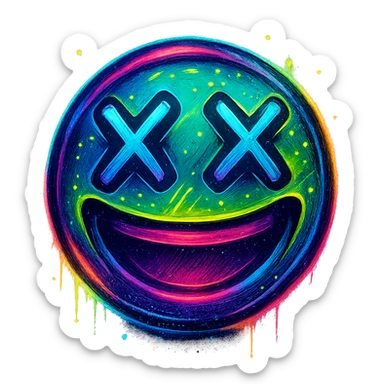 graffiti style emoji, neon colors, glowing effect, detailed, with a sense of urban artistry sticker