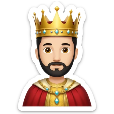 Bearded King, young king with short black beard, wearing crown
 sticker