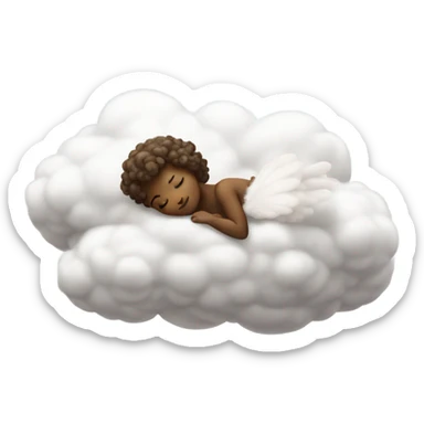 Realistic Photo of pale cupid asleep lying on a cloud sticker