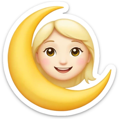 crescent moon with a cute smiling face and rosy cheeks sticker