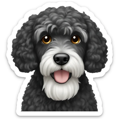 black cockapoo with long white beard sticker