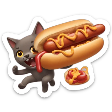 cat being attacked by a hotdog sticker