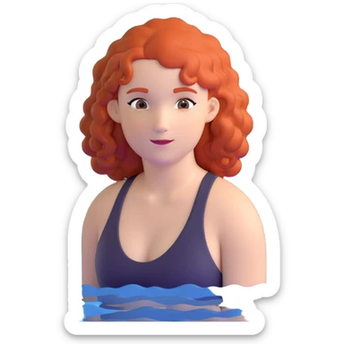22-year-old white female athlete swimmer with curly red hair about to enter a pool sticker