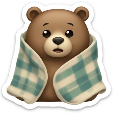 bear cozy in blanket sticker