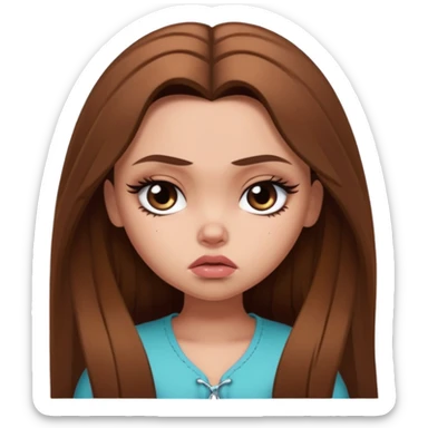 sad pretty bratz baddie, long brown hair sticker