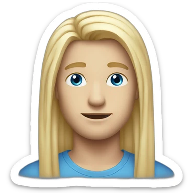 blue-eyed male long straight blond hair sticker